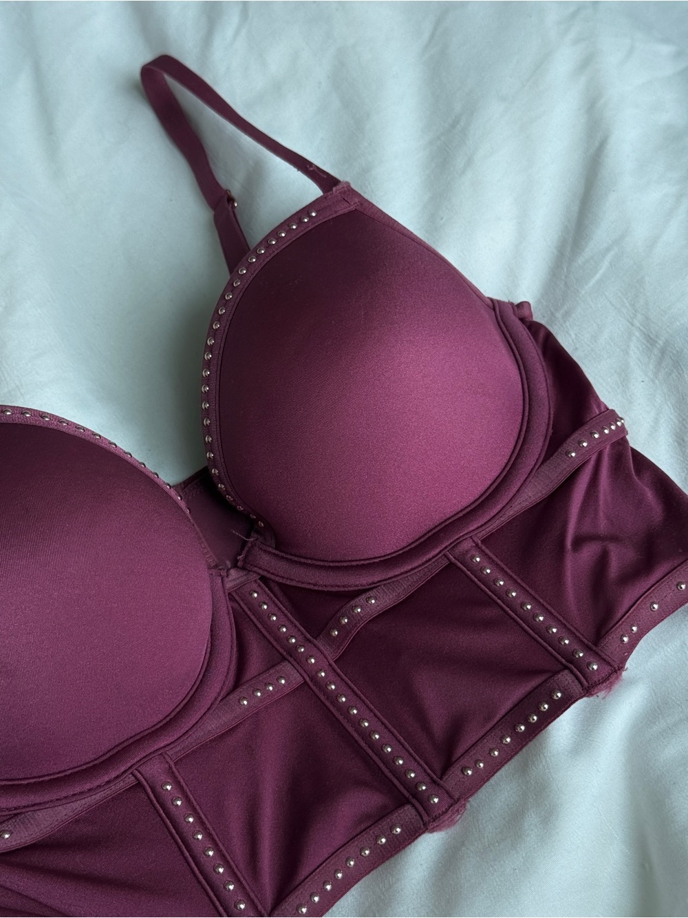 La SENZA Plum Longline Underwire Bra with Stud Accents